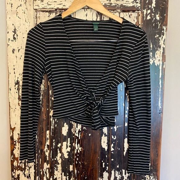 EUC Wild Fable striped wrap crop top. Size Small. - Picture 1 of 4